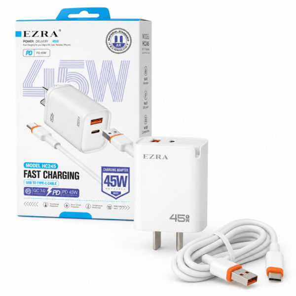 Cargador de carga rápida 45W con cable USB Ezra HC245